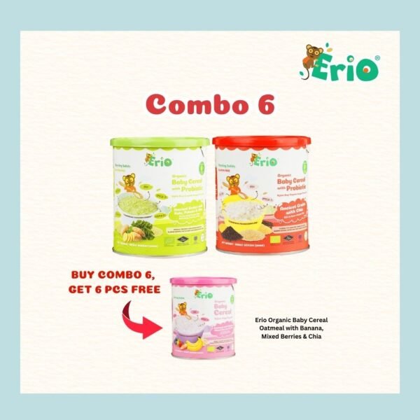 (Combo Pack Of 6) Erio Organic Baby Cereal With Probiotic – Ancient Grains (200g x 6)